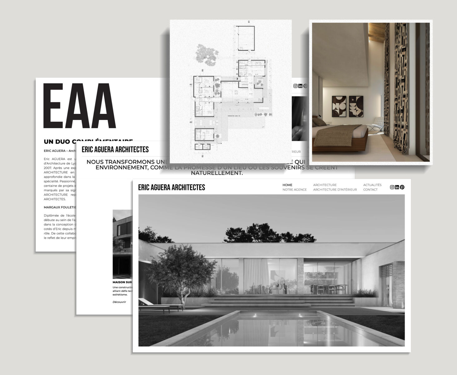 Plaquette présentation nouveau site d’architecture et design d’intérieur EAA Plaquettes de présentation du site internet d'architecture contemporaine et de design d'intérieur EAA